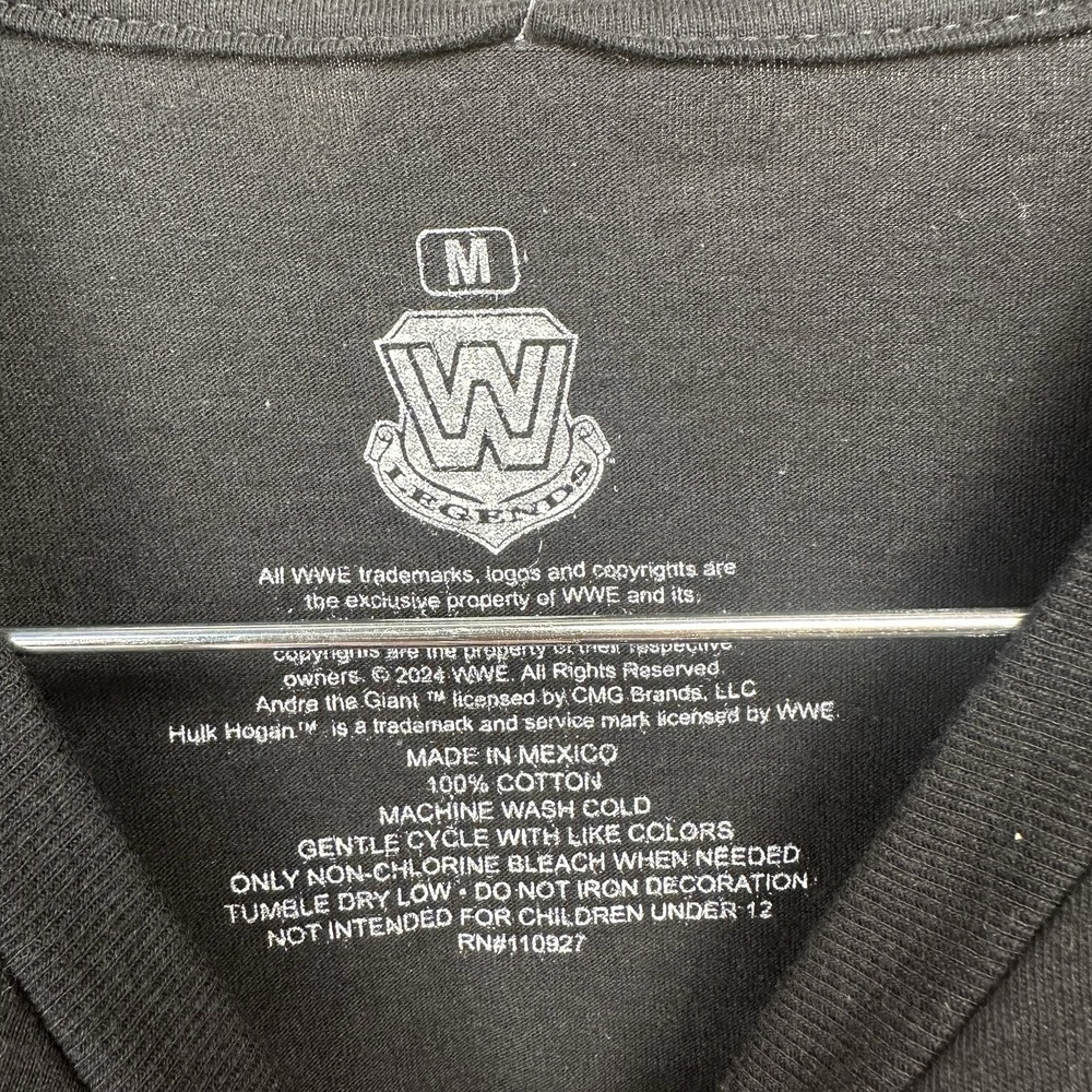 NWT WWE Legends Wrestlemania Black T-Shirt Sz‎ Medium Hulk Hogan Andre The Giant - Picture 8 of 9
